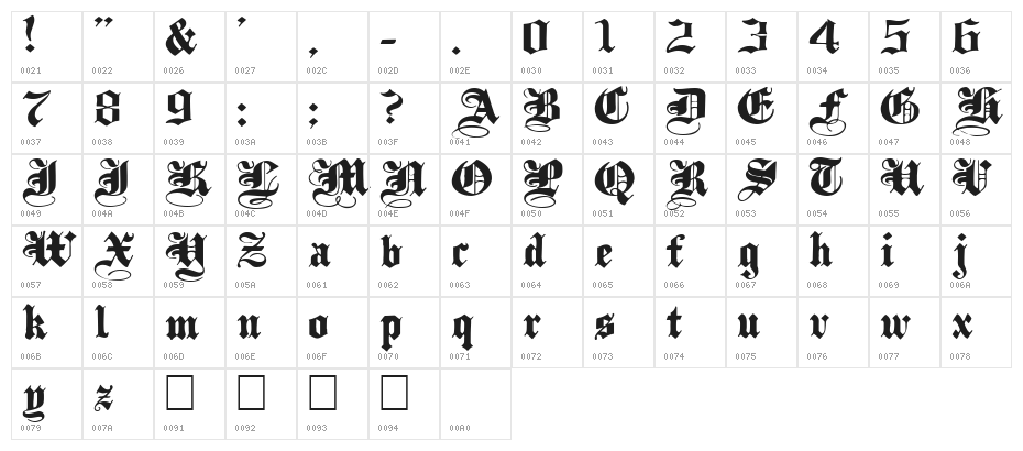 PlainBlackWide Normal Character Map