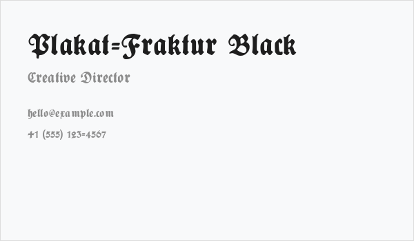 Plakat-Fraktur Black Business Card