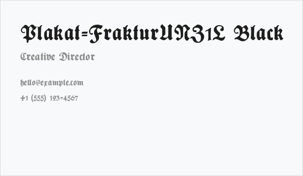 Plakat-FrakturUNZ1L Black Business Card