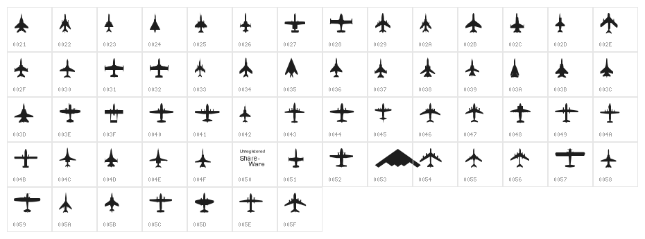 Planes-T-Modern Character Map