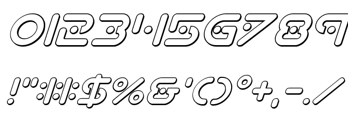 Planet X Compact 3D Italic Font OTHER CHARS