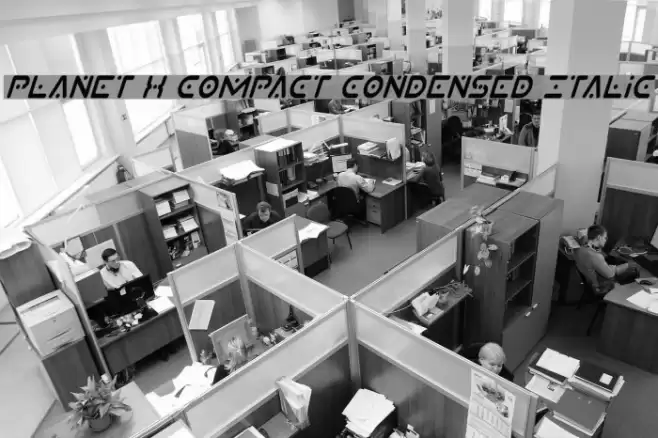 Planet X Compact Condensed Italic Font examples