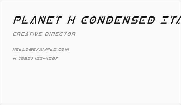 Planet X Condensed Italic Business Card