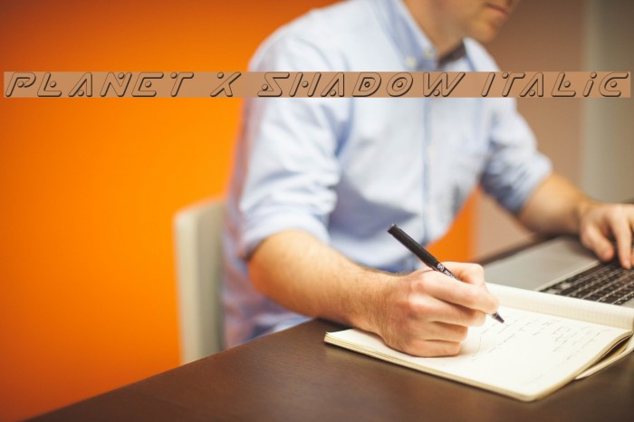 Planet X Shadow Italic Font examples