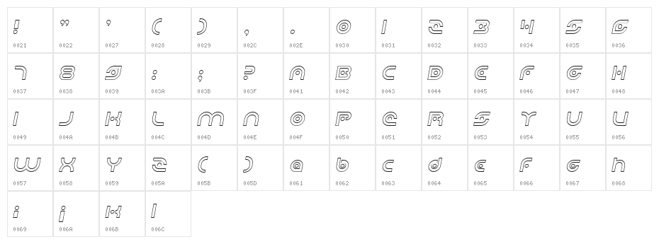 Planetary Orbiter Outline Italic Character Map