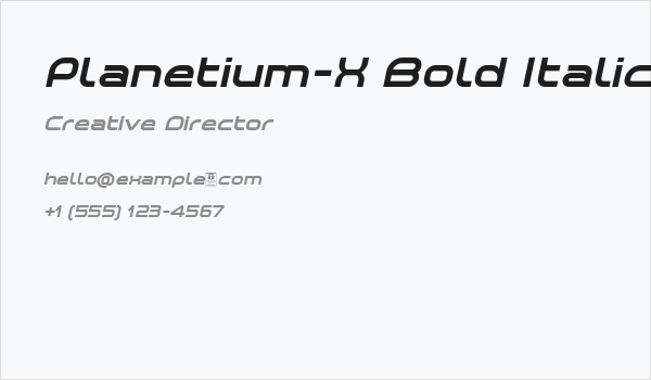 Planetium-X Bold Italic Demo Business Card