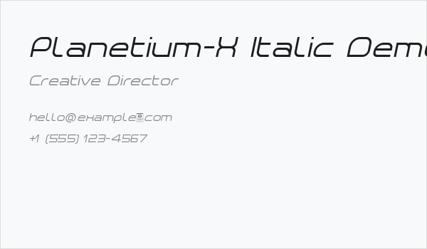 Planetium-X Italic Demo Business Card
