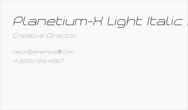 Planetium-X Light Italic Demo Business Card