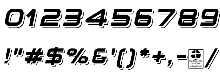 Planetium-X Shadowed Italic Demo Font OTHER CHARS