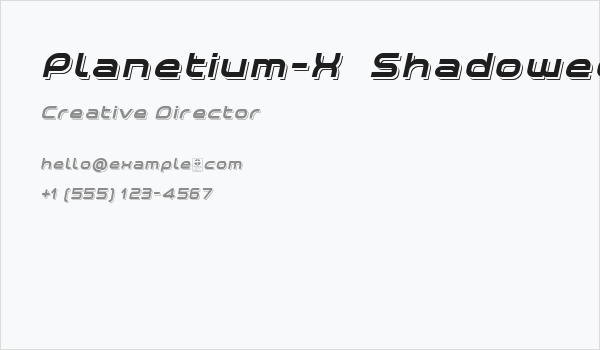 Planetium-X  Shadowed Italic Demo Business Card