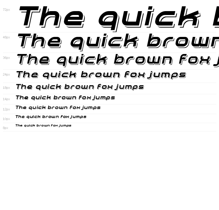 Planetium-X  Shadowed Italic Demo Waterfall