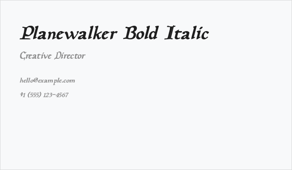 Planewalker Bold Italic Business Card