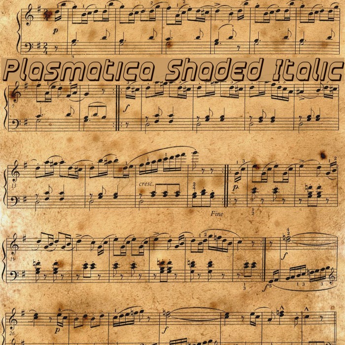 Plasmatica Shaded Italic Font examples