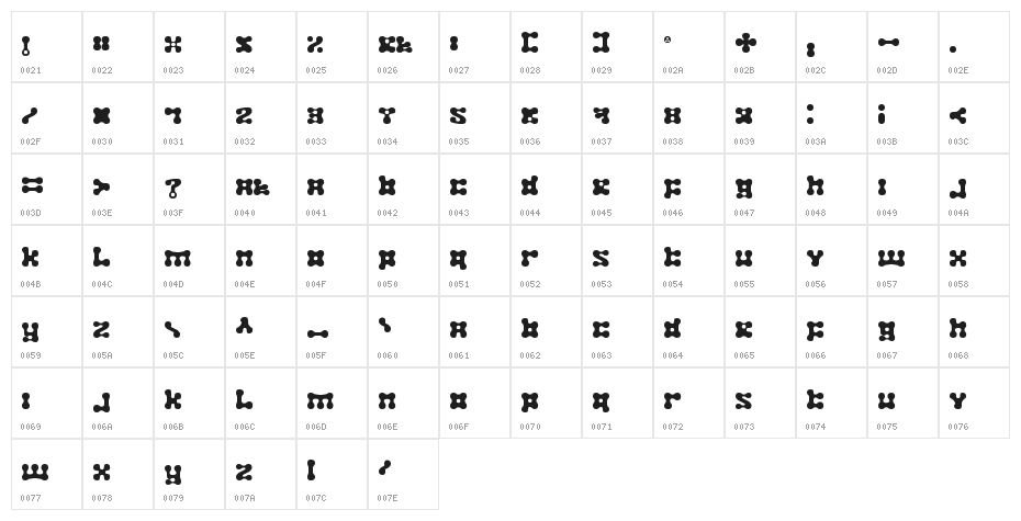 Plastelina Regular Character Map