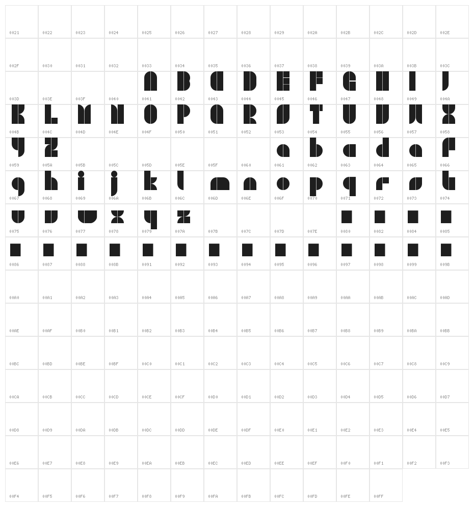PlasterCaster Character Map