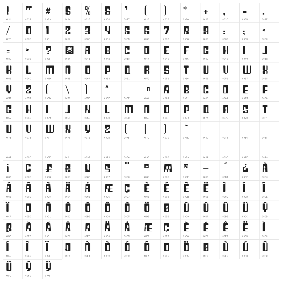 Plastic No.28 Character Map
