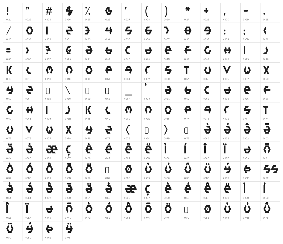 PlasticBag-Regular Character Map