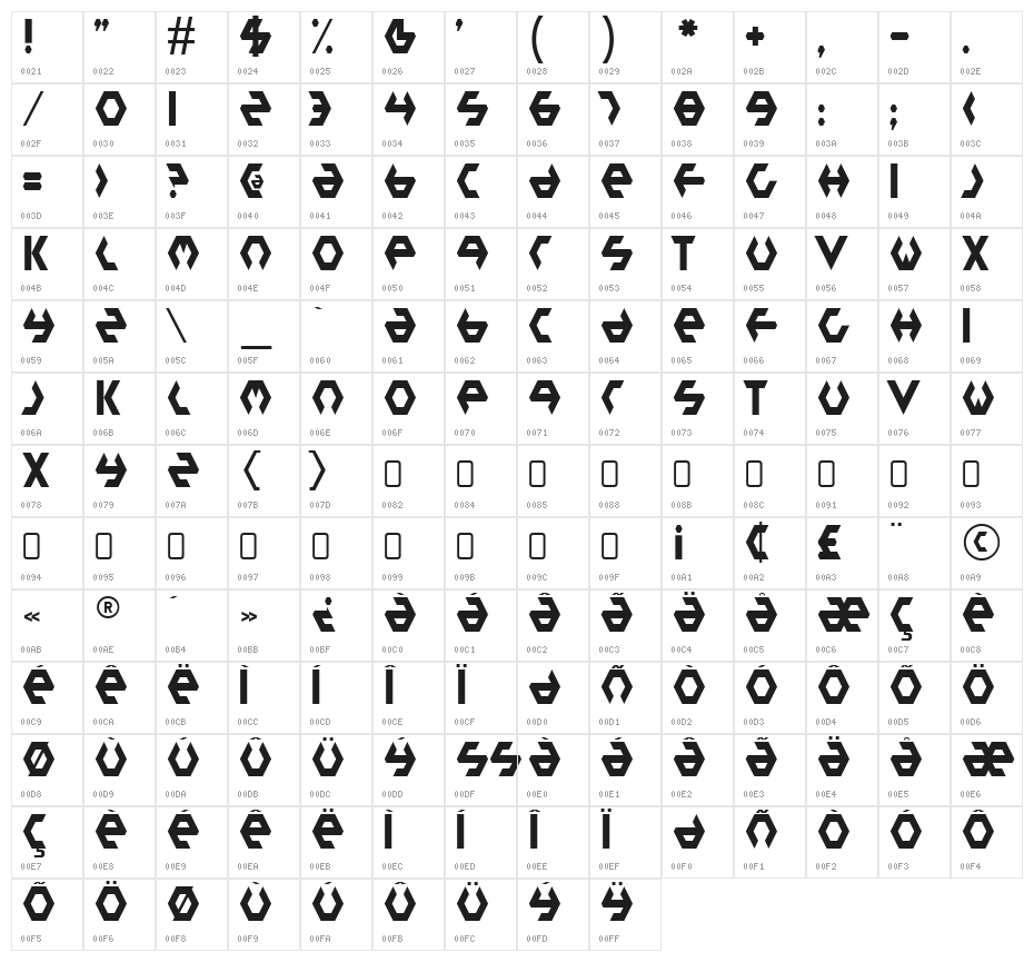 PlasticBag-Regular Character Map