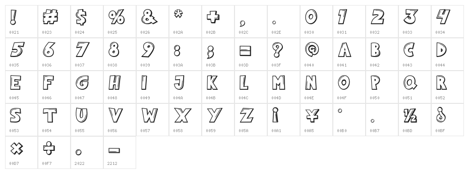 PlasticLove-Regular Character Map