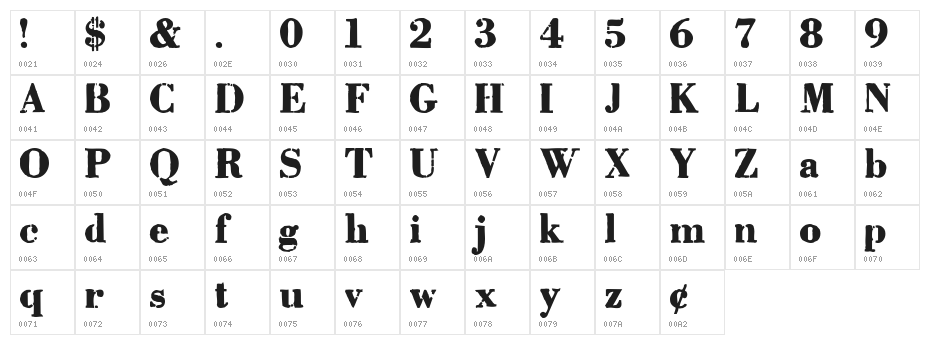 Plastik Film Character Map