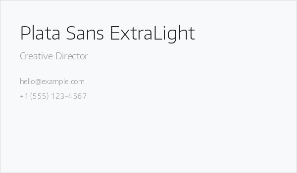 Plata Sans ExtraLight Business Card