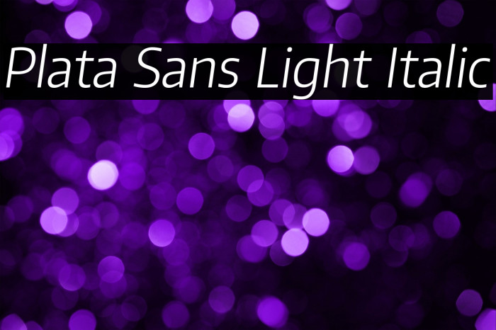 Plata Sans Light Italic Example 3