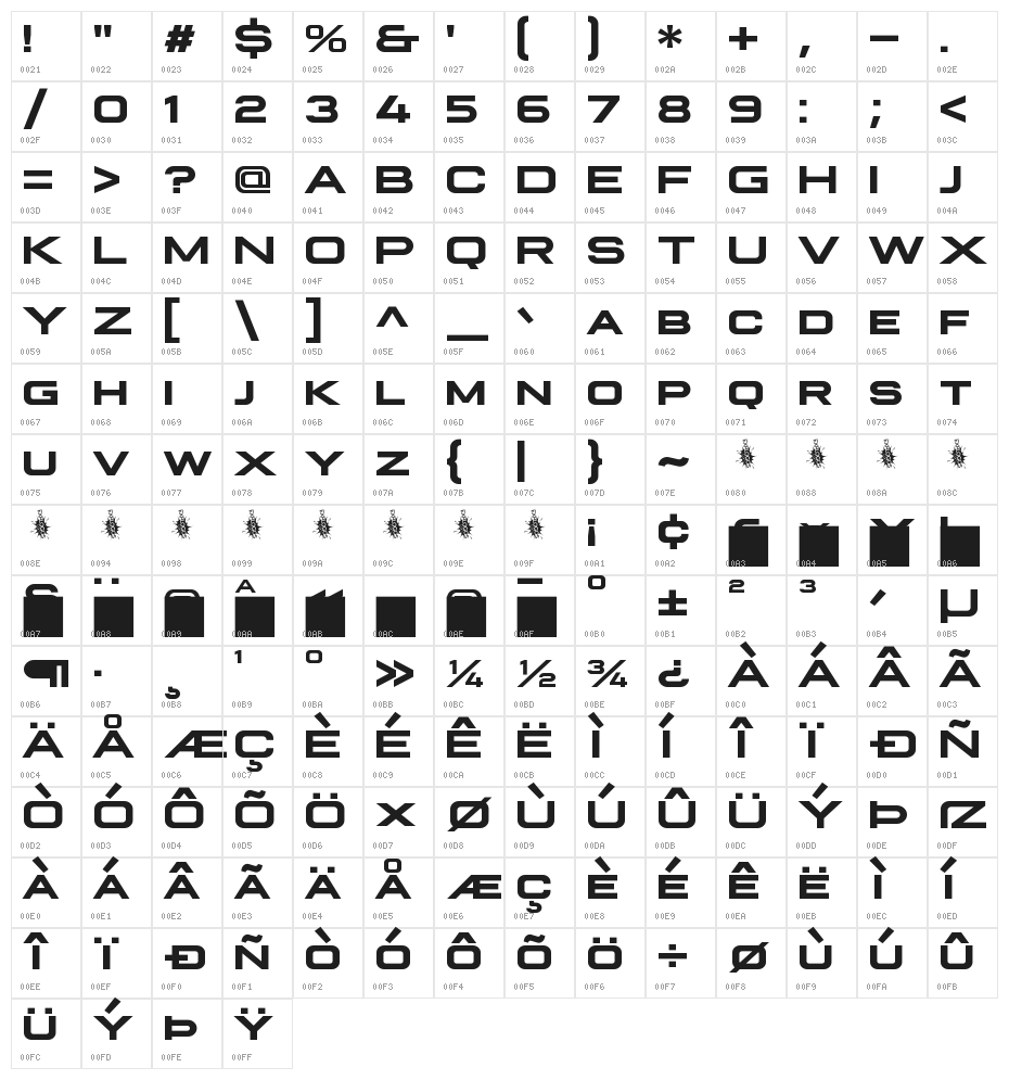 Plateia Bold Character Map
