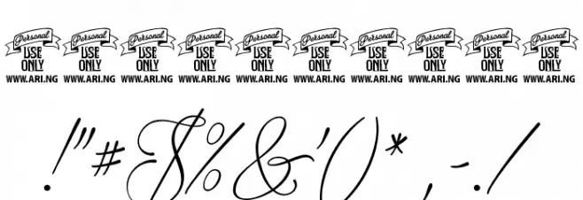 Plates Napery Personal Use Font OTHER CHARS