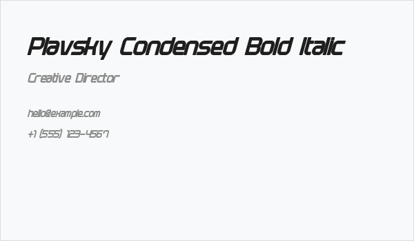 Plavsky Condensed Bold Italic Business Card
