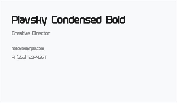 Plavsky Condensed Bold Business Card