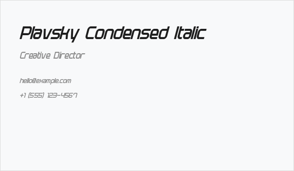 Plavsky Condensed Italic Business Card