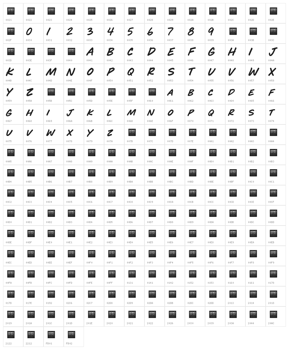 Play Time Character Map
