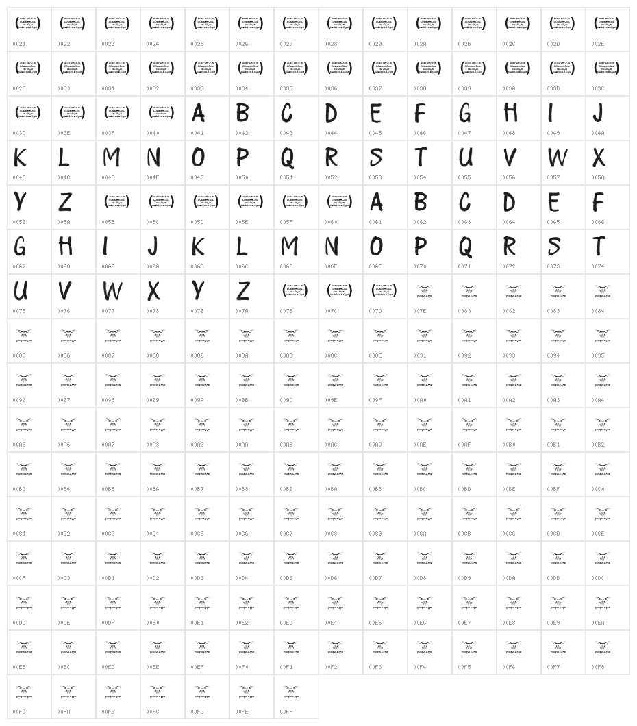 Play all day Regular Character Map