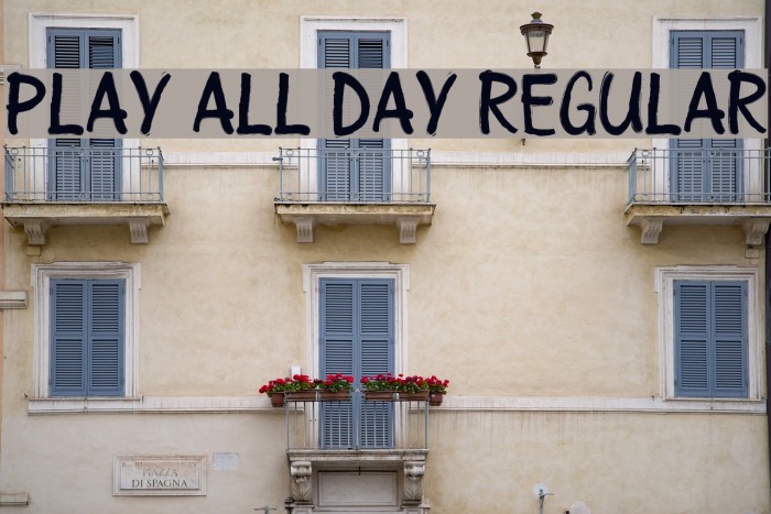 Play all day Regular Font examples