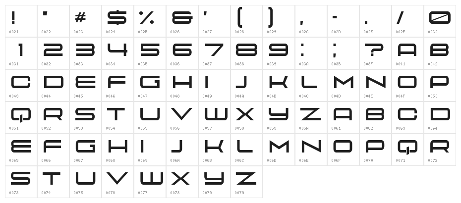Playa Extended Light Character Map