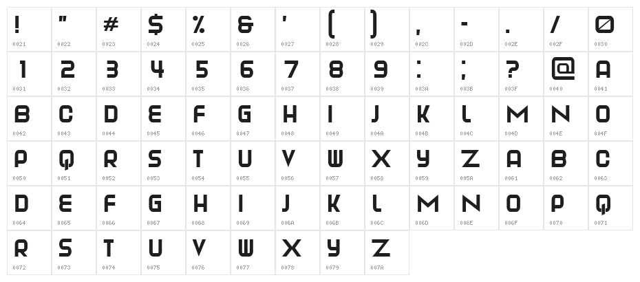 Playa Light Character Map
