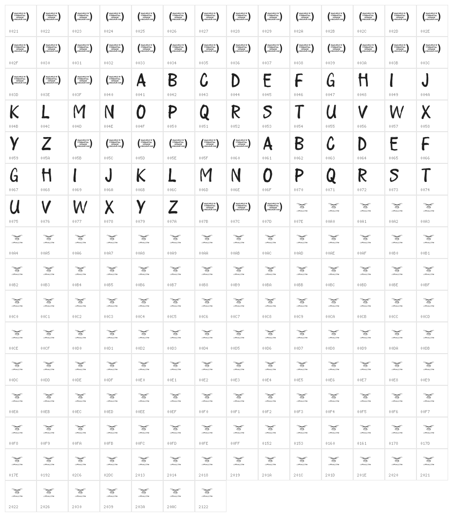 Playallday-Regular Character Map