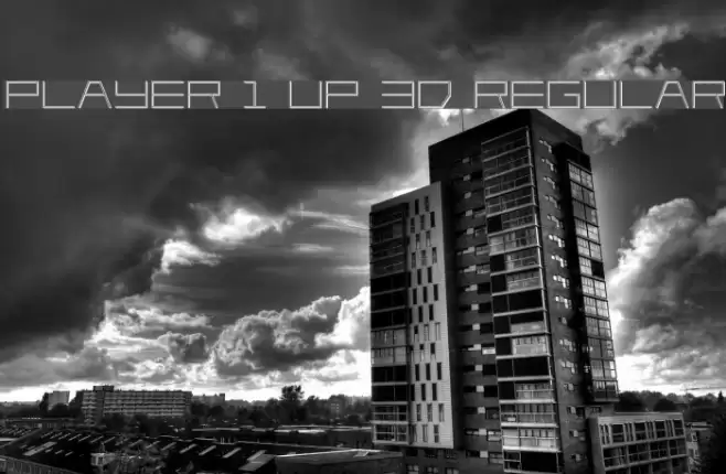 Player 1 Up 3D Regular Schriftart examples