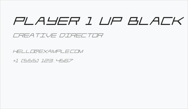 Player 1 Up Black Italic Business Card