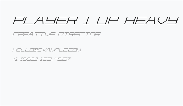 Player 1 Up Heavy Italic Business Card