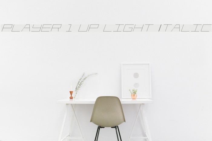 Player 1 Up Light Italic Font examples