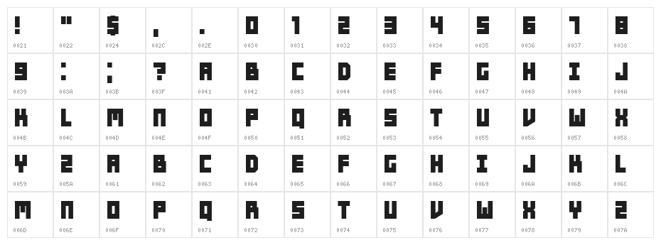 Players Bold Character Map