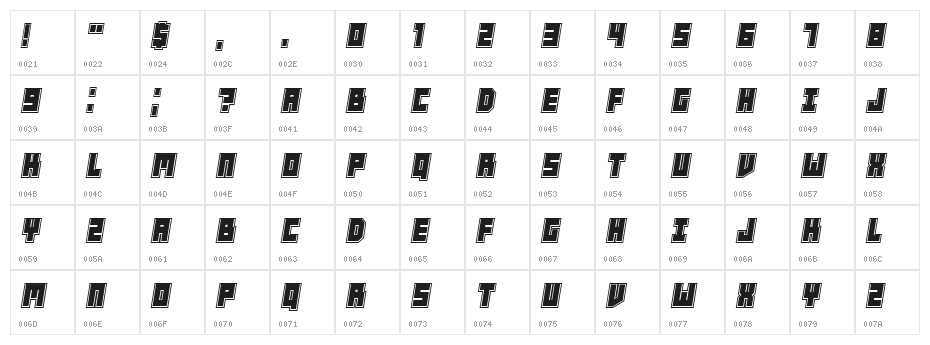Players College Italic Character Map