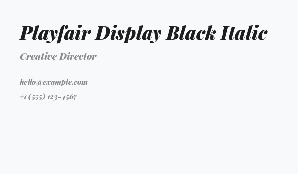 Playfair Display Black Italic Business Card