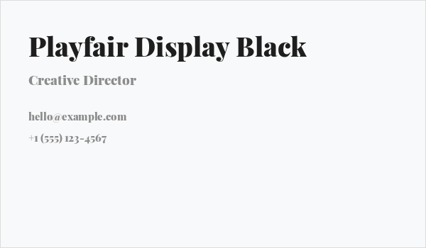 Playfair Display Black Business Card
