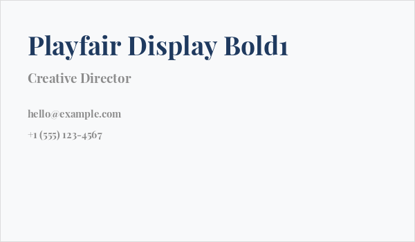 Playfair Display Bold1 Business Card