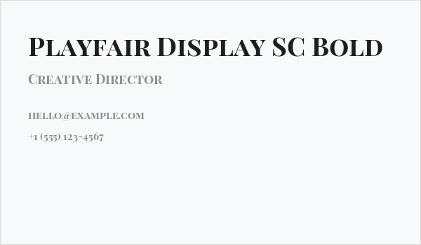 Playfair Display SC Bold Business Card
