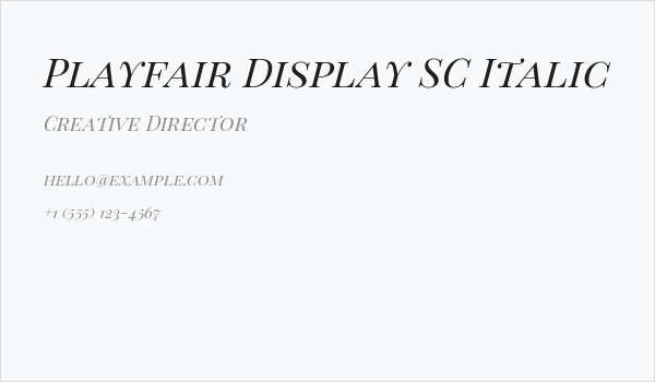 Playfair Display SC Italic Business Card