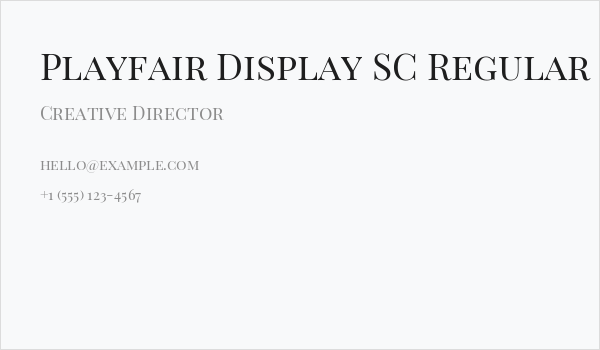 Playfair Display SC Regular Business Card
