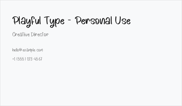 Playful Type - Personal Use Business Card